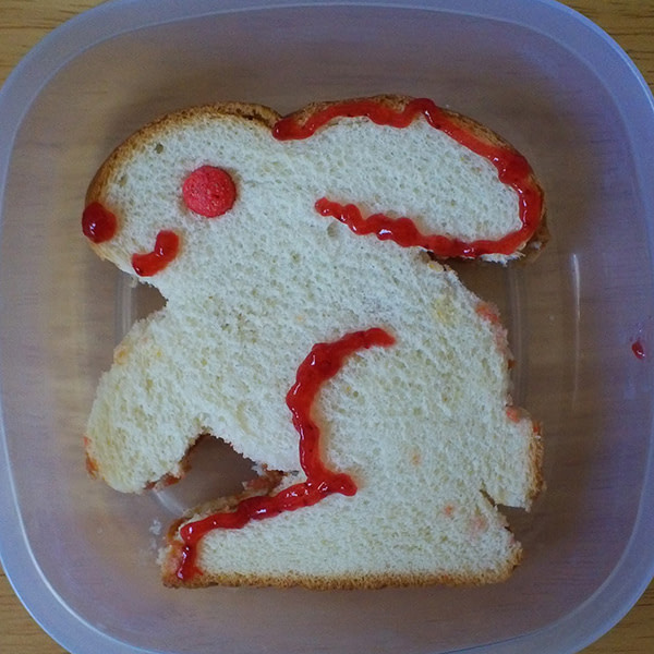 Sandwich shaped like a bunny.