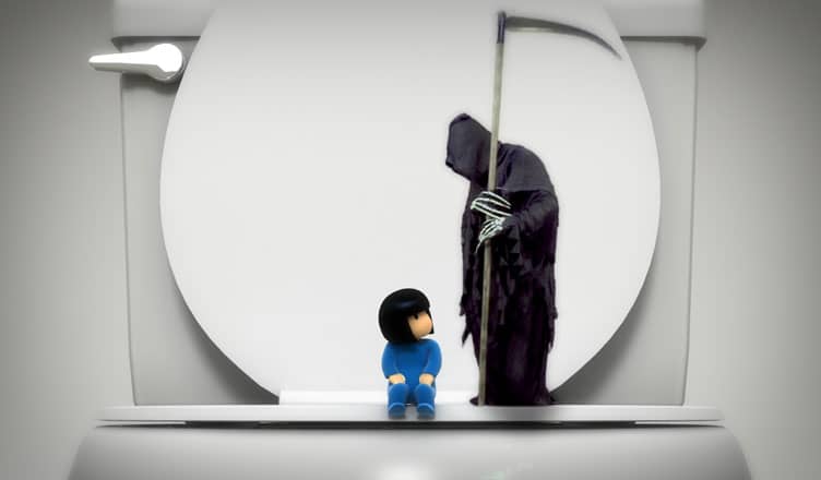 Grim Reaper and Sister on Toilet